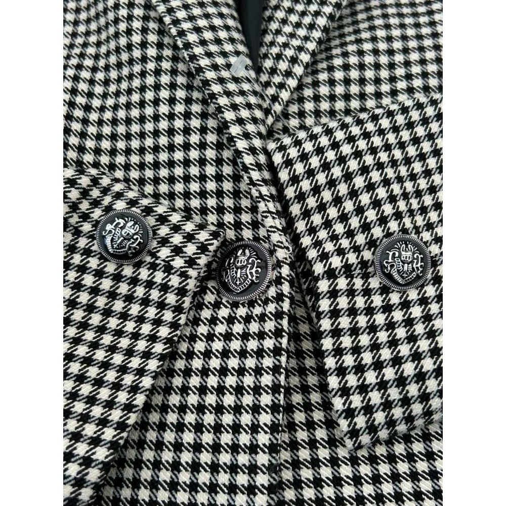 Rachel Zoe Womens XS Houndstooth Blazer Black White Single Button CHU33453D - Picture 3 of 11